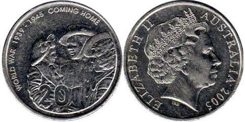 20 центов 2005 Австралия — 60-летие окончания Второй Мировой войны