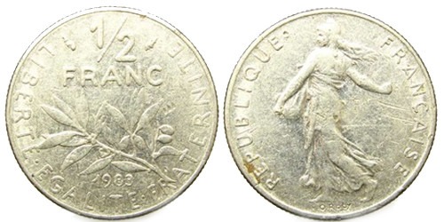 1/2 франка 1983 Франция