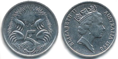 5 центов 1990 Австралия
