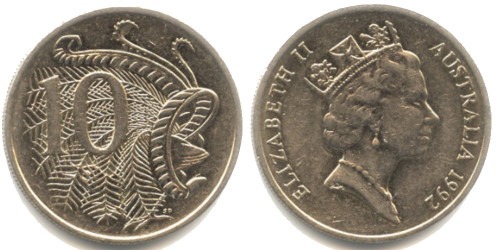 10 центов 1992 Австралия