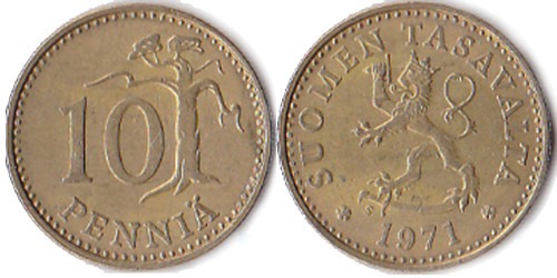 10 пенни 1971 Финляндия