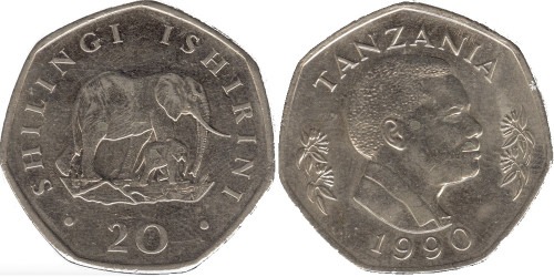 20 шиллингов 1990 Танзания