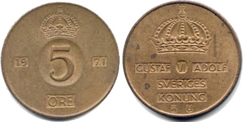 5 эре 1971 Швеция