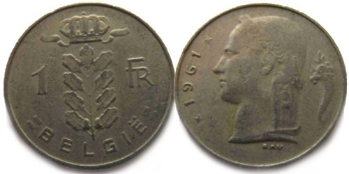1 франк 1961 Бельгия (VL)