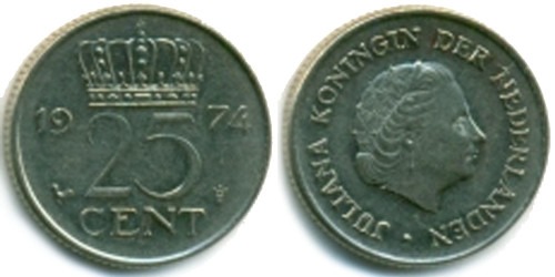 25 центов 1974 Нидерланды