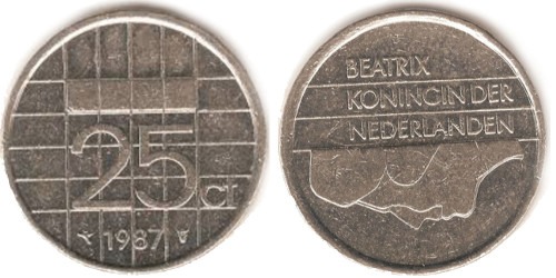 25 центов 1987 Нидерланды