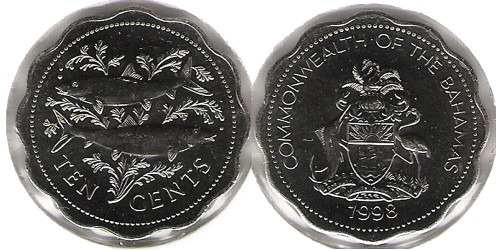 10 центов 1998 Багамские Острова