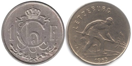 1 франк 1955 Люксембург