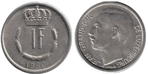1 франк 1980 Люксембург