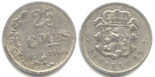 25 сантимов 1960 Люксембург