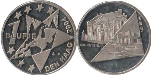 1 блуфье 2004 Гаага — Анъюжельная монета Нидерландов — Художественные музеи Маурицхейс и Museon