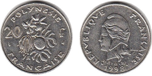 20 франков 1998 Французская Полинезия