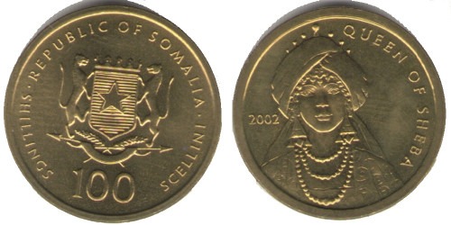 100 шиллингов 2002 Сомали — Царица Савская — королева Шеба