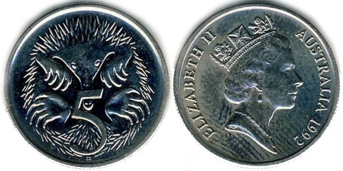 5 центов 1992 Австралия