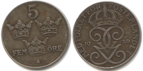 5 эре 1950 Швеция — железо
