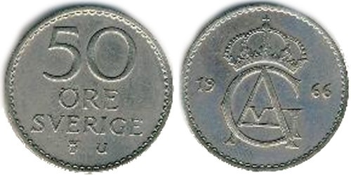 50 эре 1966 Швеция