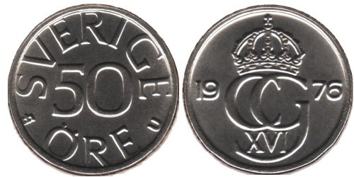50 эре 1976 Швеция