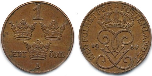 1 эре 1950 Швеция — бронза