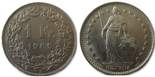 1 франк 1969 Швейцария