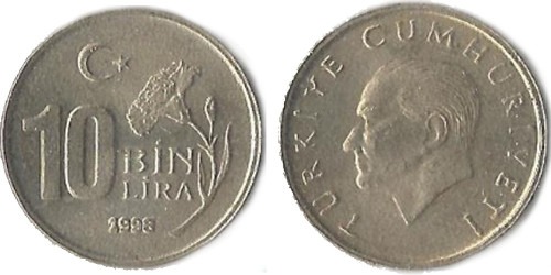 10000 лир 1998 Турция