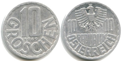 10 грошей 1969 Австрия