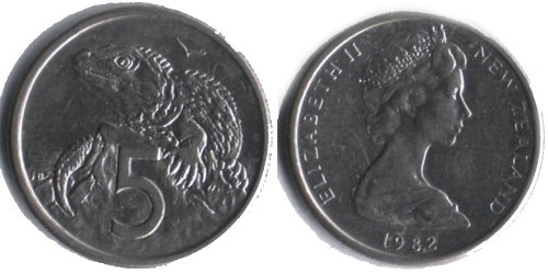 5 центов 1982 Новая Зеландия