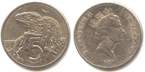 5 центов 1987 Новая Зеландия