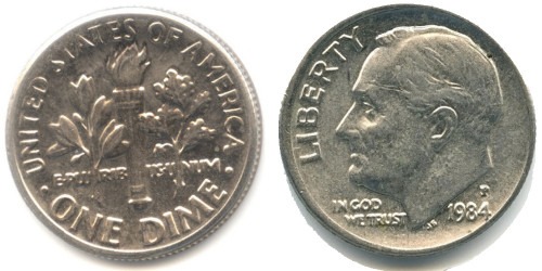 10 центов 1984 Р США
