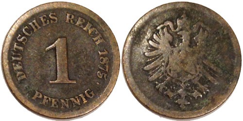 1 пфенниг 1875 «F» Германская империя
