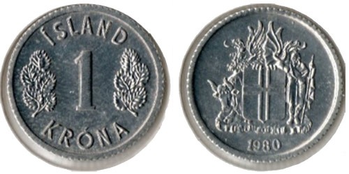 1 крона 1980 Исландия