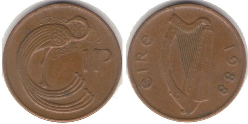 1 пенни 1988 Ирландия