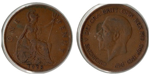 1 пенни 1928 Великобритания