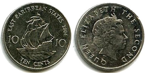 10 центов 2004 Восточные Карибы