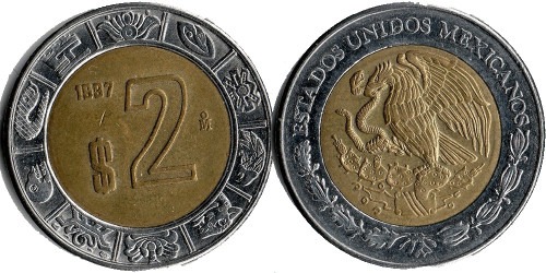 2 песо 1997 Мексика