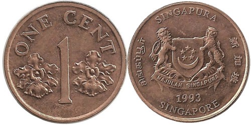 1 цент 1993 Сингапур