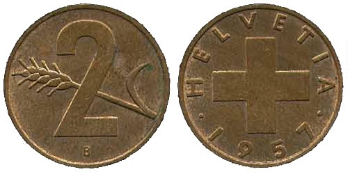 2 раппен 1957 Швейцария