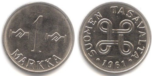 1 марка 1961 Финляндия (алюминий)
