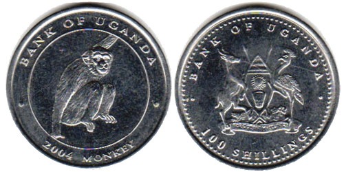 100 шиллингов 2004 Уганда — Знаки зодиака — Обезьяна №2