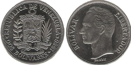 2 боливара 1986 Венесуэла