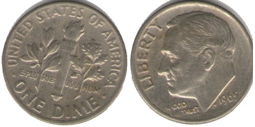 10 центов 1965 США