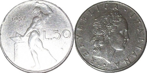 50 лир 1957 Италия
