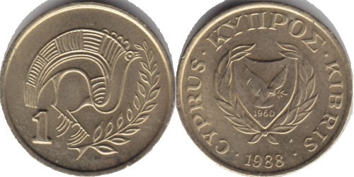 1 цент 1988 Республика Кипр