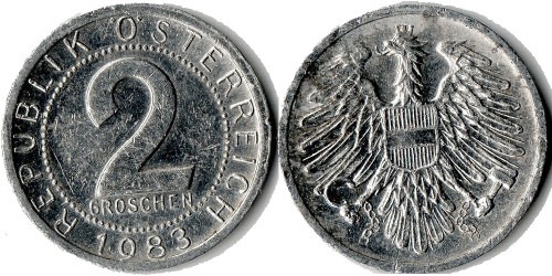 2 гроша 1983 Австрии