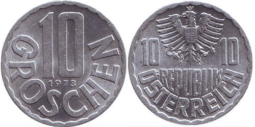 10 грошей 1973 Австрия