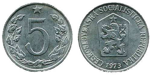 5 геллеров 1973 Чехословакии