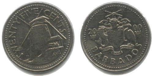 25 центов 2000 Барбадос