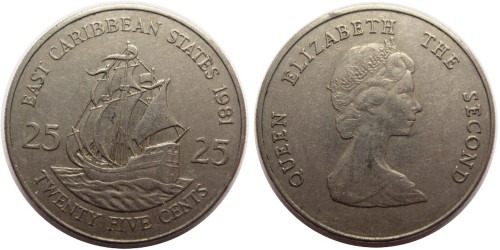 25 центов 1981 Восточные Карибы