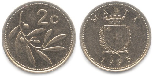 2 цента 1995 Мальта
