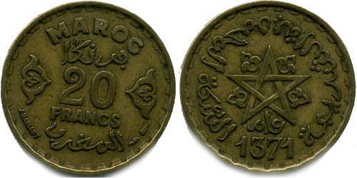 20 франков 1952 Марокко — 1371