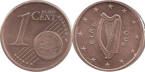 1 евроцент 2008 Ирландия